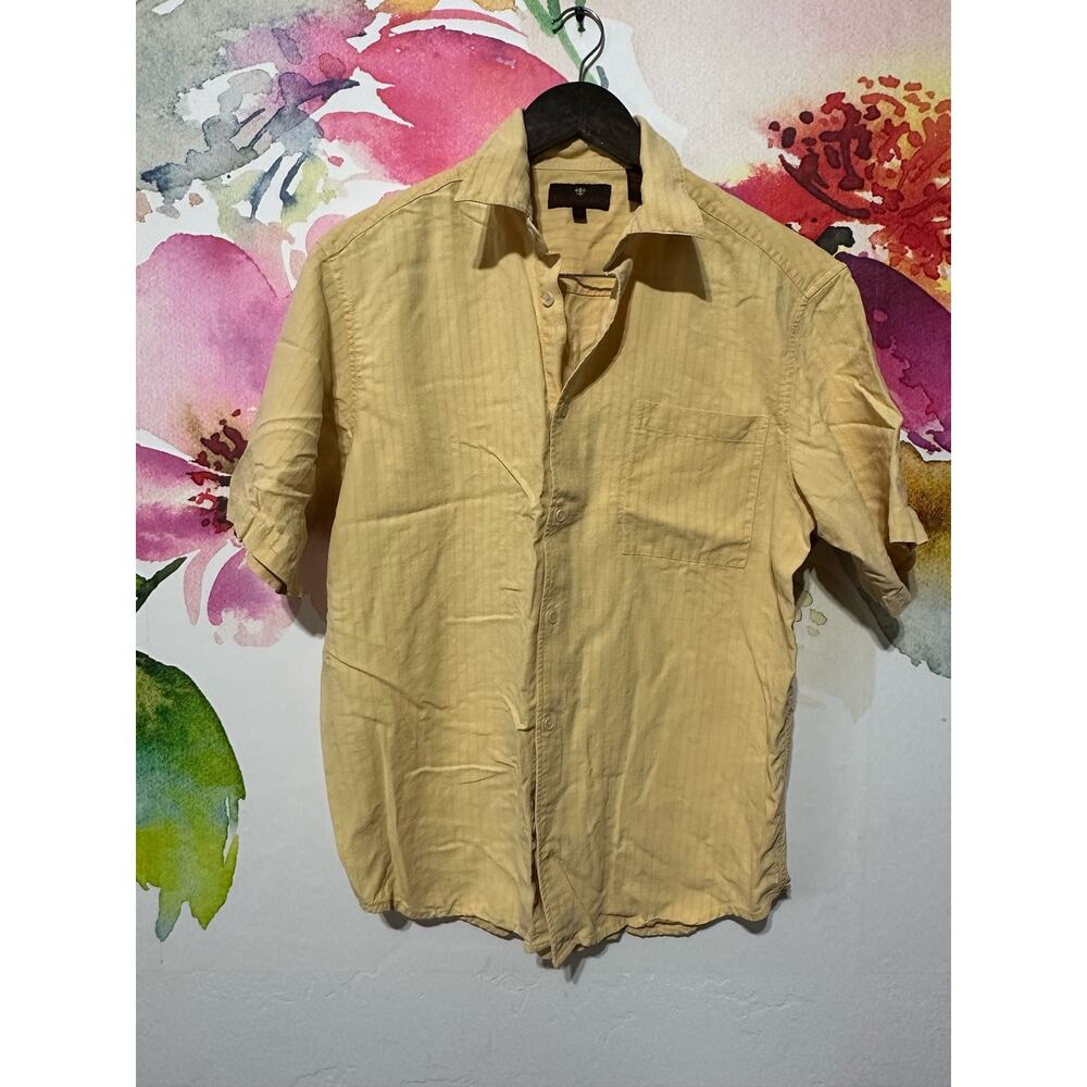 Toscano Silk Short Sleeve Shirt - Yellow in Color - Size Large